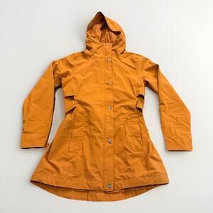 Columbia Pardon My Trench Rain Jacket Womens Dark Mustard Hooded Vented Size S